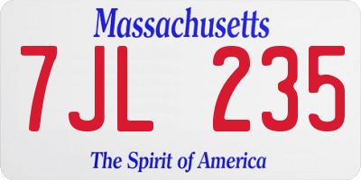 MA license plate 7JL235