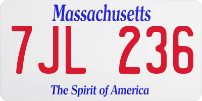 MA license plate 7JL236