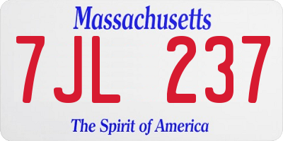MA license plate 7JL237