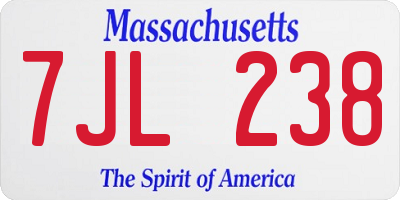 MA license plate 7JL238