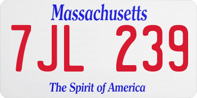 MA license plate 7JL239