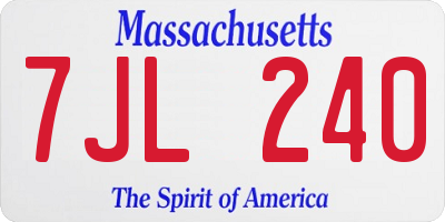 MA license plate 7JL240