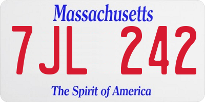 MA license plate 7JL242