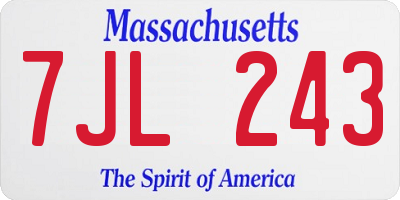 MA license plate 7JL243
