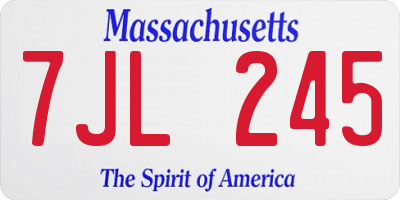 MA license plate 7JL245