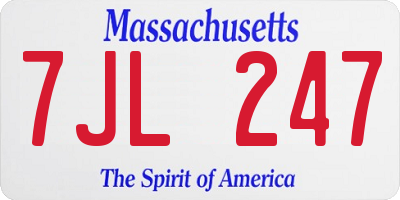 MA license plate 7JL247