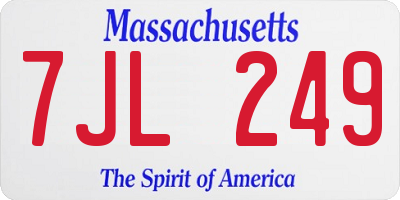 MA license plate 7JL249