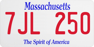 MA license plate 7JL250