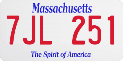 MA license plate 7JL251