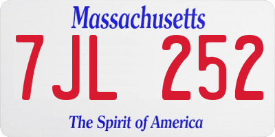 MA license plate 7JL252