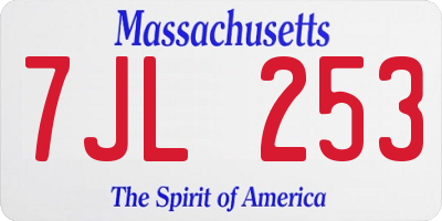 MA license plate 7JL253