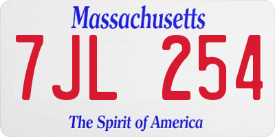 MA license plate 7JL254