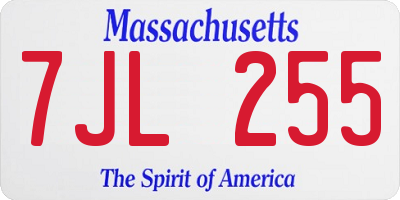 MA license plate 7JL255