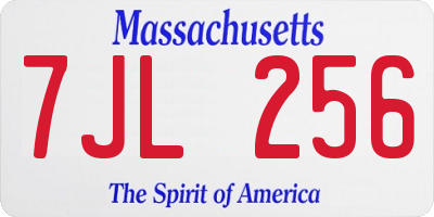 MA license plate 7JL256