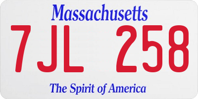 MA license plate 7JL258