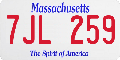 MA license plate 7JL259