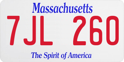 MA license plate 7JL260