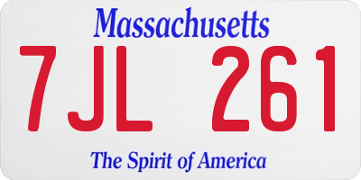 MA license plate 7JL261