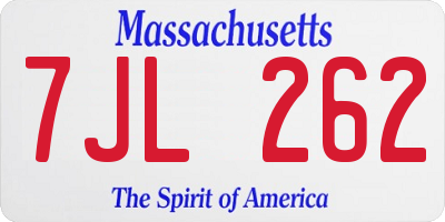 MA license plate 7JL262