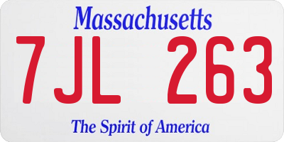MA license plate 7JL263