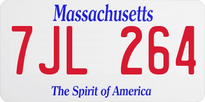 MA license plate 7JL264
