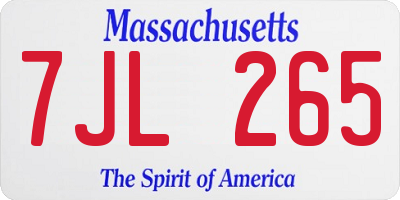 MA license plate 7JL265