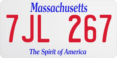 MA license plate 7JL267