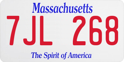 MA license plate 7JL268