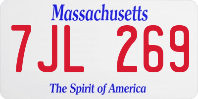 MA license plate 7JL269