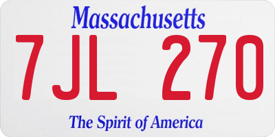 MA license plate 7JL270