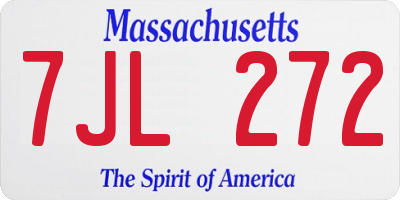 MA license plate 7JL272