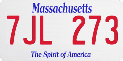 MA license plate 7JL273