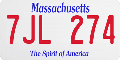 MA license plate 7JL274