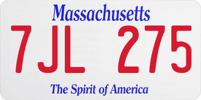 MA license plate 7JL275