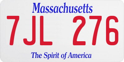 MA license plate 7JL276