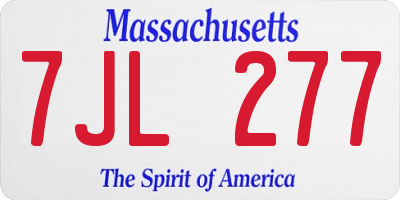 MA license plate 7JL277