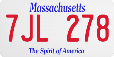 MA license plate 7JL278