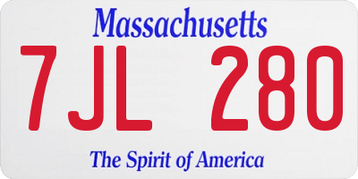 MA license plate 7JL280