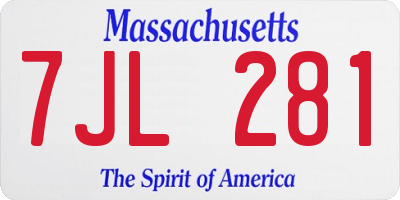 MA license plate 7JL281