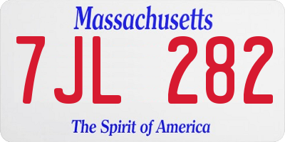 MA license plate 7JL282