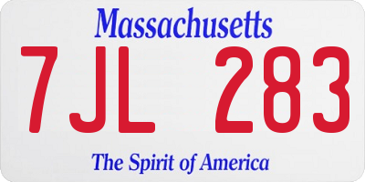 MA license plate 7JL283