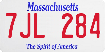 MA license plate 7JL284