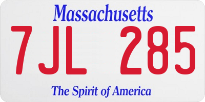 MA license plate 7JL285