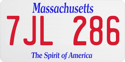 MA license plate 7JL286