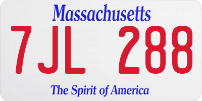 MA license plate 7JL288