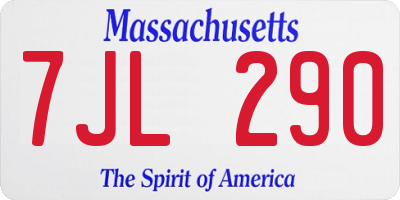 MA license plate 7JL290