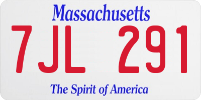 MA license plate 7JL291