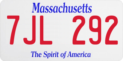 MA license plate 7JL292