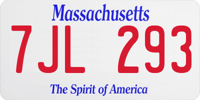 MA license plate 7JL293