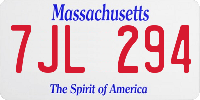 MA license plate 7JL294